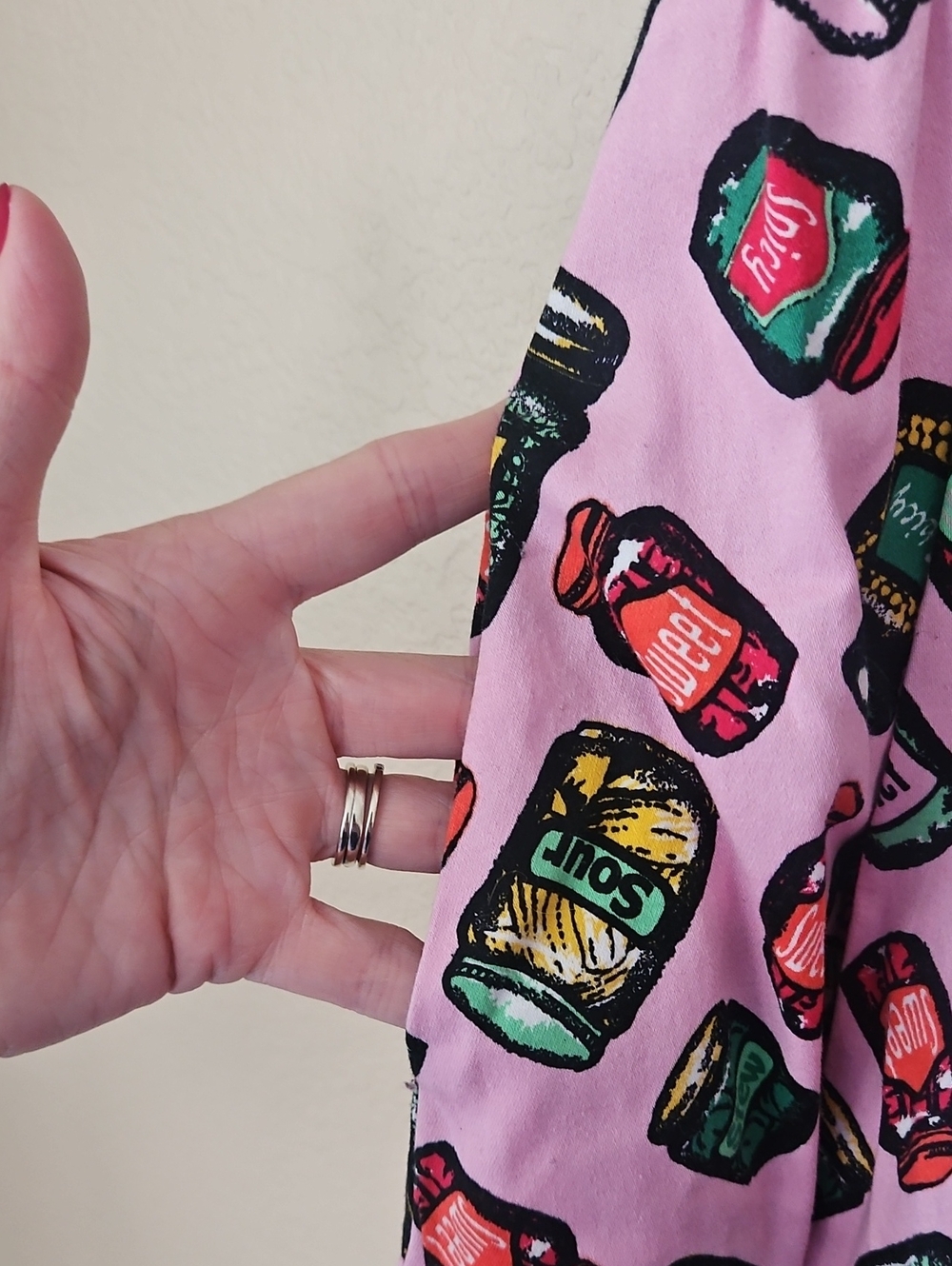 Pink Short-Sleeve Button-Front A-Line Dress with Pickle Jar Print XL - Picture 3 of 6